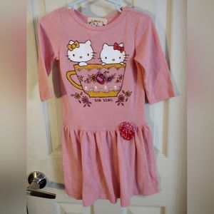 Misha Lulu Hello Kitty Dress Size 2 baby /toddler Pink floral Long Sleeve Tea pa